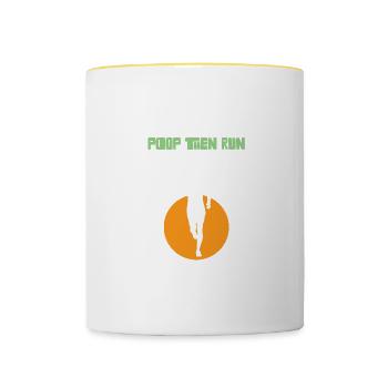 Poop Then Run Funny Marathon Runner Ultrarunning - Tasse zweifarbig - Weiß/Gelb - Vorne
