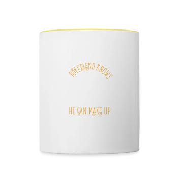 Trophy Boyfriend Knows Everything Know It All - Tasse zweifarbig - Weiß/Gelb - Vorne