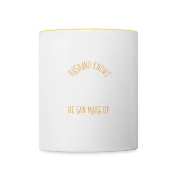Funny Husband Knows Everything Father's Day Best - Tasse zweifarbig - Weiß/Gelb - Vorne