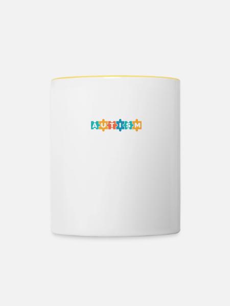 Pièce de puzzle du Mois de la sensibilisation à l’autisme - Mug contrasté - blanc/jaune