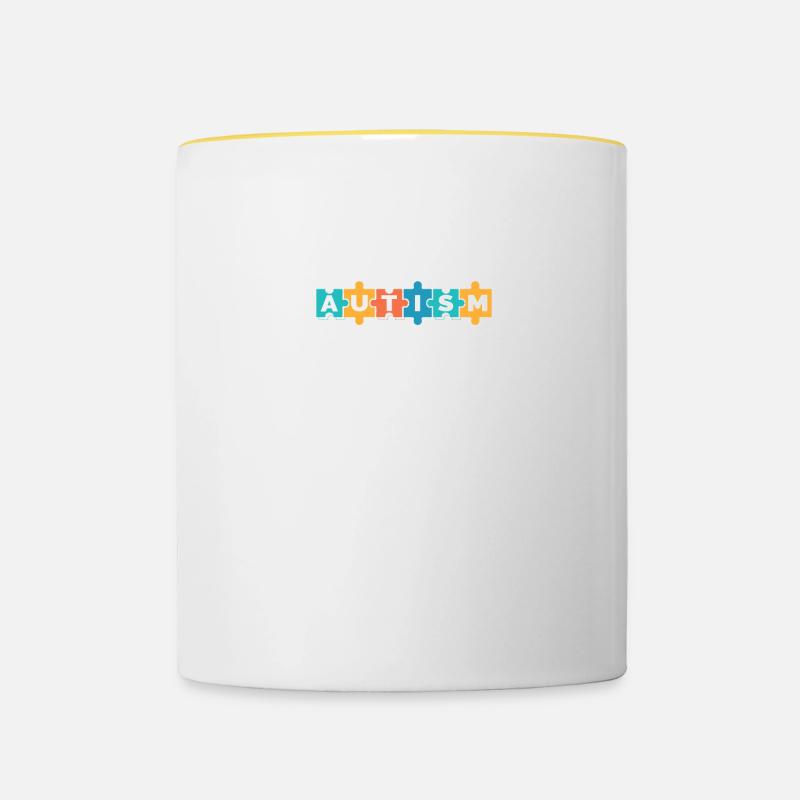 Pièce de puzzle du Mois de la sensibilisation à l’autisme - Mug contrasté - blanc/jaune