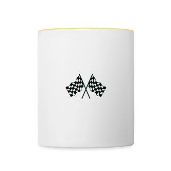 Live Life Like It's The Last Lap Car Race Driver - Contrasting Mug - white/yellow - Front