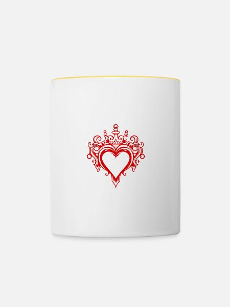 Herz Krone Liebe - Tasse zweifarbig - Weiß/Gelb