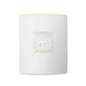 Trop béni pour être stressé 47e anniversaire 47 ans - Mug contrasté - blanc/jaune - Devant