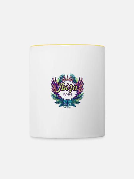 Ibiza 2024 Bunt - Tasse zweifarbig - Weiß/Gelb