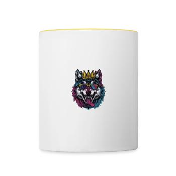 Wolf Comic - Tasse zweifarbig - Weiß/Gelb - Vorne