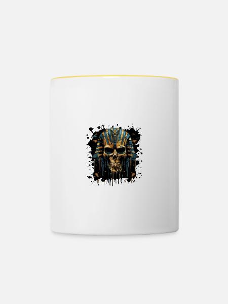Pharao Totenkopf - Tasse zweifarbig - Weiß/Gelb