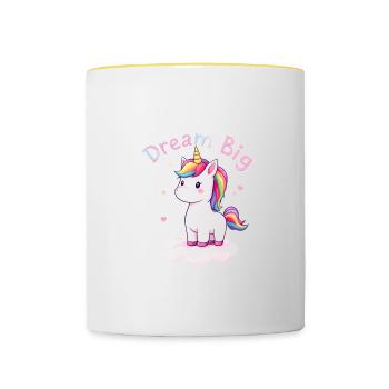 Dream Big Unicorn Inspiration for Unicorn Lovers - Contrasting Mug - white/yellow - Front