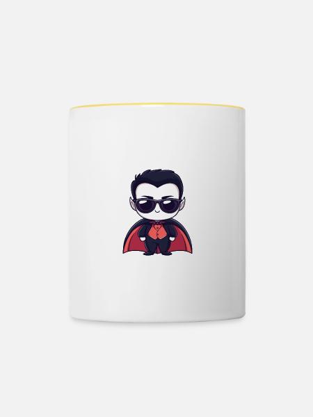 Vampir Halloween - Tasse zweifarbig - Weiß/Gelb