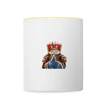 Meine Katze führt dieses Haus Ich zahle nur Miete Katzenliebhaber - Tasse zweifarbig - Weiß/Gelb - Vorne
