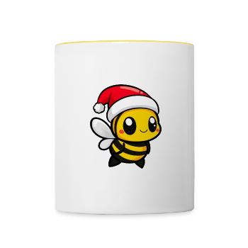 Abeille Noël Mignon - Mug contrasté - blanc/jaune - Devant