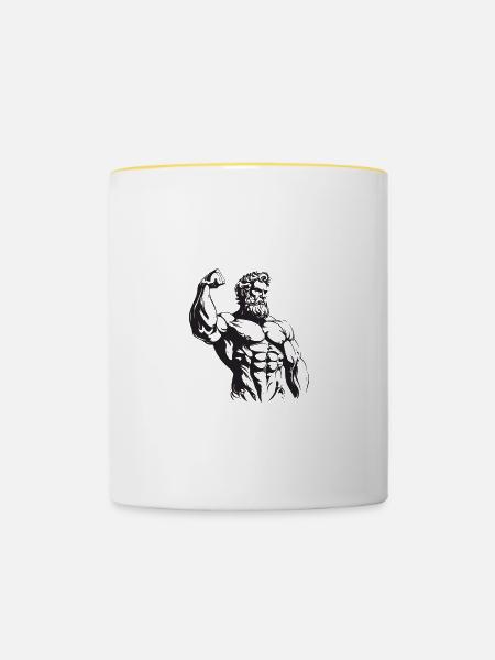 Griechischer Kämpfer - Tasse zweifarbig - Weiß/Gelb