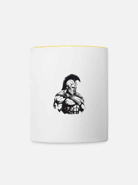 Spartaner Gladiator Bodybuilding - Tasse zweifarbig - Weiß/Gelb