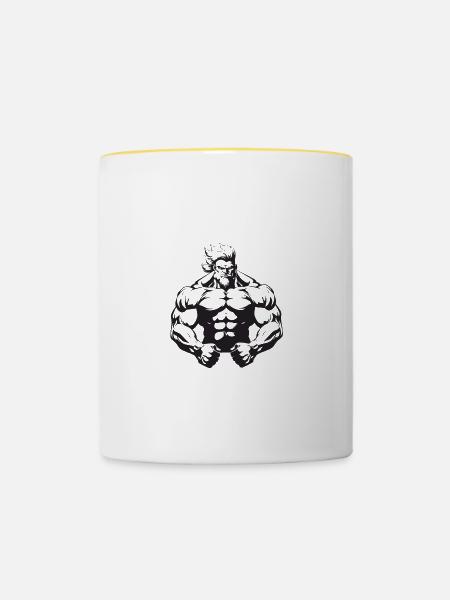 Bodybuilder Fitness - Tasse zweifarbig - Weiß/Gelb