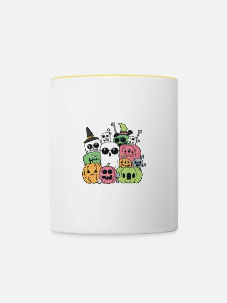 Halloween Party Figuren - Tasse zweifarbig - Weiß/Gelb