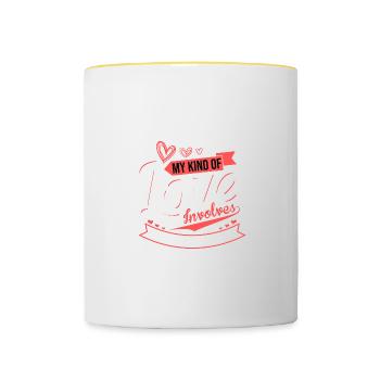 My Kind of Love implique les couchers de soleil et la romance - Mug contrasté - blanc/jaune - Devant
