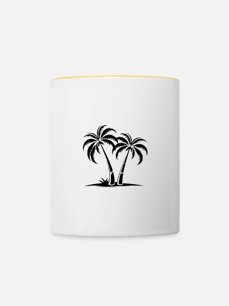 Palmen Insel - Tasse zweifarbig - Weiß/Gelb