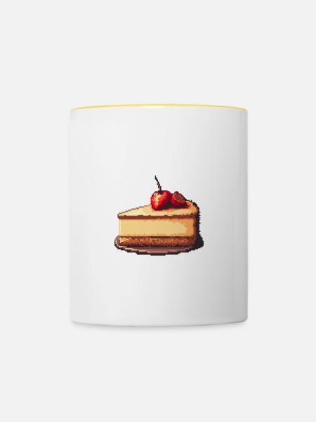 Käsekuchen Pixel - Tasse zweifarbig - Weiß/Gelb