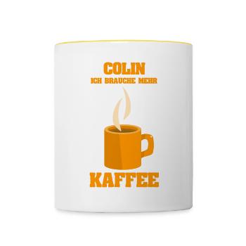 Geschenk für Colin - Tasse zweifarbig - Weiß/Gelb - Vorne