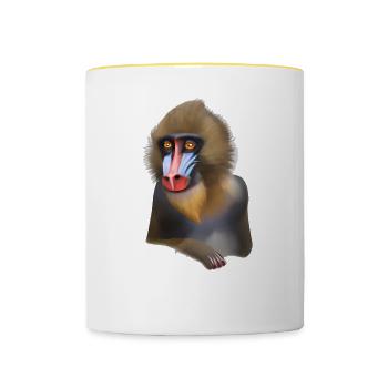 Singe Mandrill - Mug contrasté - blanc/jaune - Devant