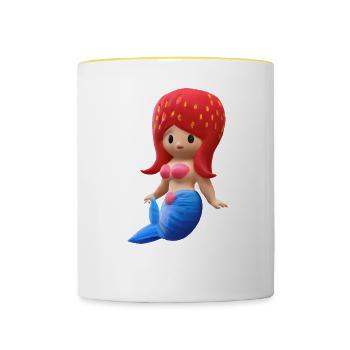 Sirène aux fraises - Mug contrasté - blanc/jaune - Devant