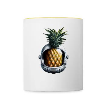 Ananas Astronaut - Tasse zweifarbig - Weiß/Gelb - Vorne
