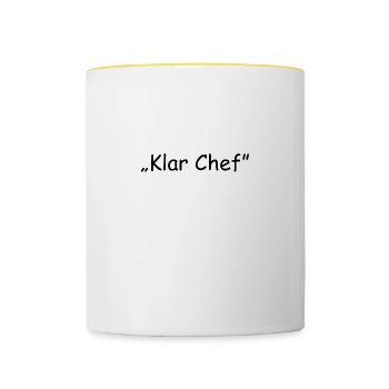 ,,Klar Chef" - Tasse zweifarbig - Weiß/Gelb - Vorne