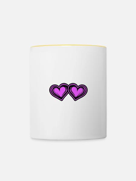 Herzen Symbol Ehe Liebe - Tasse zweifarbig - Weiß/Gelb