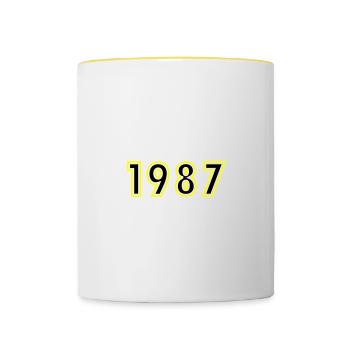 1987 Year Birthday - Contrasting Mug - white/yellow - Front
