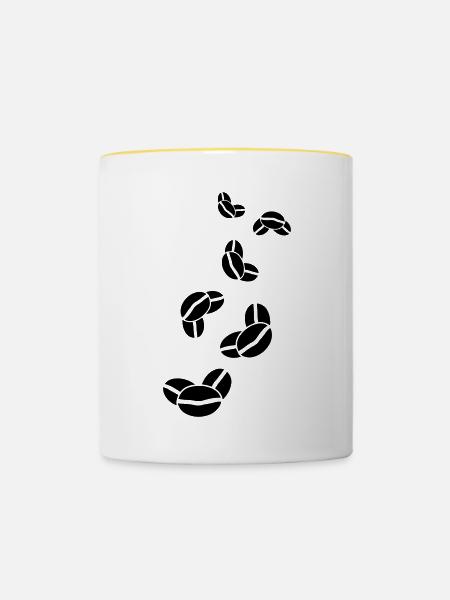 Kaffeebohne Symbol - Tasse zweifarbig - Weiß/Gelb