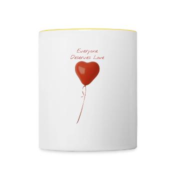 Jeder verdient Liebe Everybody Deserves Love - Tasse zweifarbig - Weiß/Gelb - Vorne