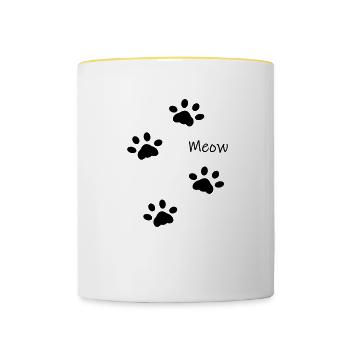 DZ0001 Miaou Pattes de Chat - Mug contrasté - blanc/jaune - Devant