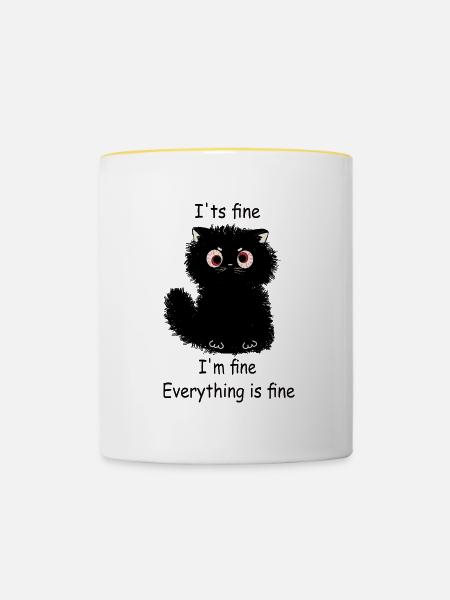 Cute Kitty - Tasse zweifarbig - Weiß/Gelb
