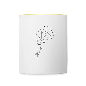 Women Body One Line Art Drawing Nude - Tasse zweifarbig - Weiß/Gelb - Vorne