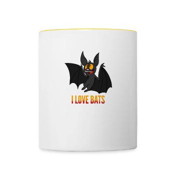 I love bats - Contrasting Mug - white/yellow - Front