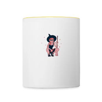 La sorcière la plus cool de la ville - Mug contrasté - blanc/jaune - Devant