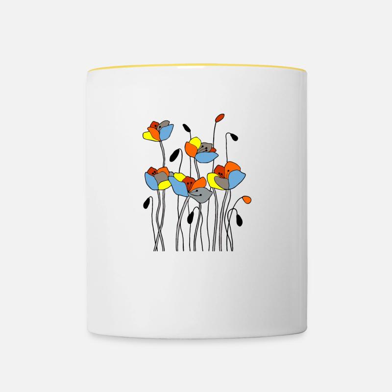 Fleurs - Mug contrasté - blanc/jaune