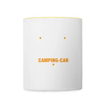 Roi du camping car - cadeau camping car humour - Mug contrasté - blanc/jaune - Devant