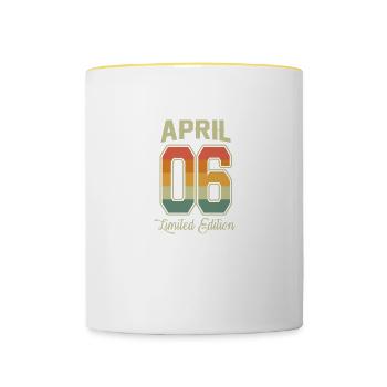 Vintage 16th Birthday April 2006 Sports Gift - Contrasting Mug - white/yellow - Front