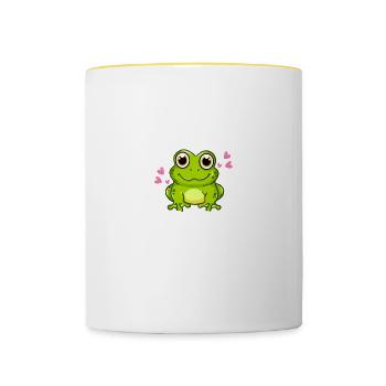Juste une fille qui aime les grenouilles Grenouille Crapaud - Mug contrasté - blanc/jaune - Devant