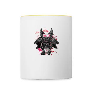 Oni Knight Japanische Samurai Krieger Kirschblüten - Tasse zweifarbig - Weiß/Gelb - Vorne