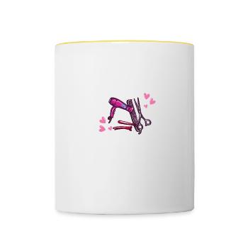 Juste une fille qui aime être coiffeuse - Mug contrasté - blanc/jaune - Devant