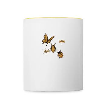 Meilleure collection d’insectes attrapeurs d’insectes au monde - Mug contrasté - blanc/jaune - Devant
