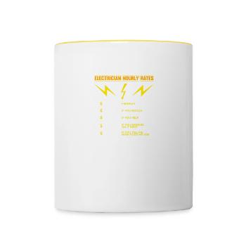 Lustige Handwerker Elektriker Elektroniker Gehalt - Tasse zweifarbig - Weiß/Gelb - Vorne
