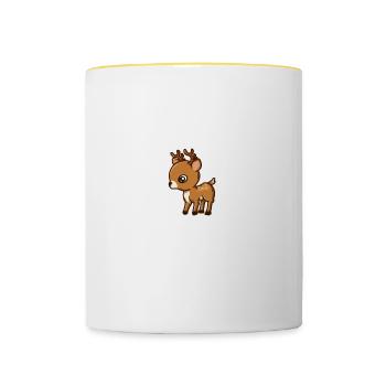 Chasse au cerf sauvage J’aime vraiment les cerfs OK - Mug contrasté - blanc/jaune - Devant