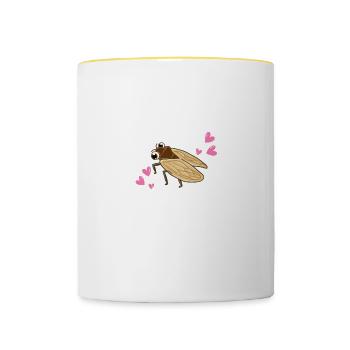 Fan d’insectes juste une fille qui aime les cigales - Mug contrasté - blanc/jaune - Devant