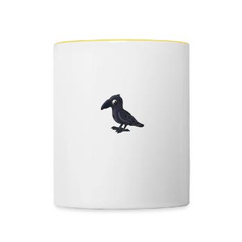 Birds Birding I Just Really Like Ravens OK - Contrasting Mug - white/yellow - Front
