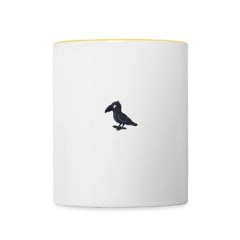 Oiseaux C’est mon costume humain Je suis vraiment un corbeau - Mug contrasté - blanc/jaune - Devant