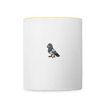 C’est mon costume humain Je suis vraiment un pigeon - Mug contrasté - blanc/jaune - Devant