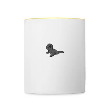 Robbe soyez toujours vous-même à moins que vous ne puissiez être un phoque - Mug contrasté - blanc/jaune - Devant